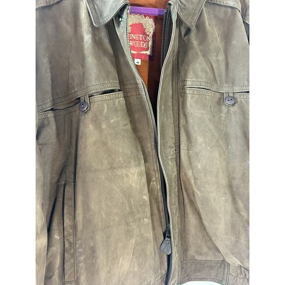 Winston Woods Vintage Leather Jacket Mens sz 42 Bomber Aviator USA 90s Cigarette - Picture 3 of 6